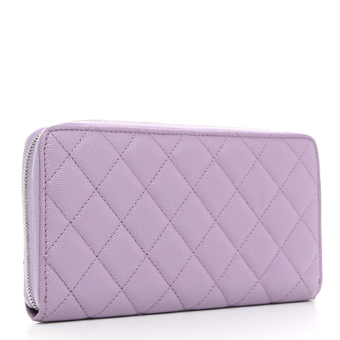 Caviar Quilted CC Logo Long Zipped Wallet Light Purple