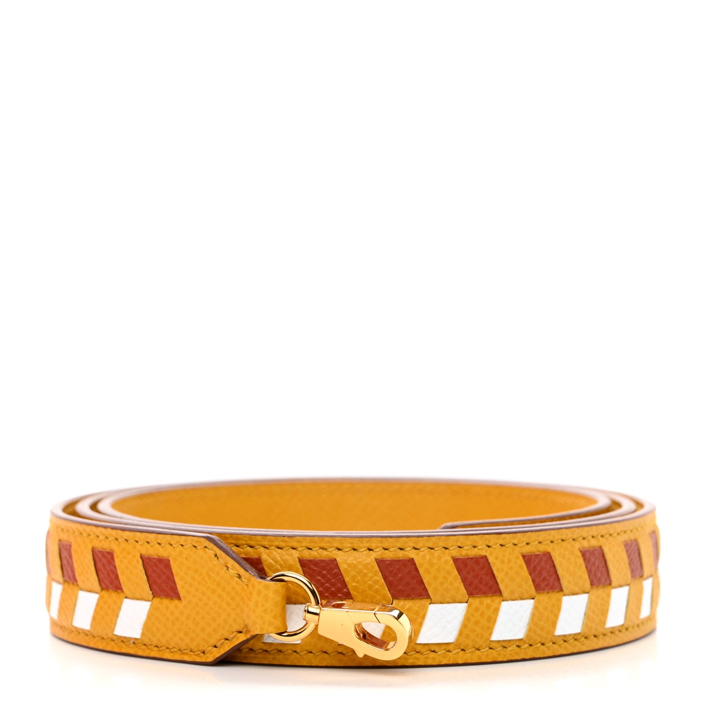 Epsom 25mm Tressage Shoulder Strap Ambre Brique Blanc