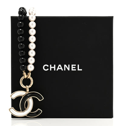 Chanel Pearl Beaded CC Necklace Black White 5 of 5