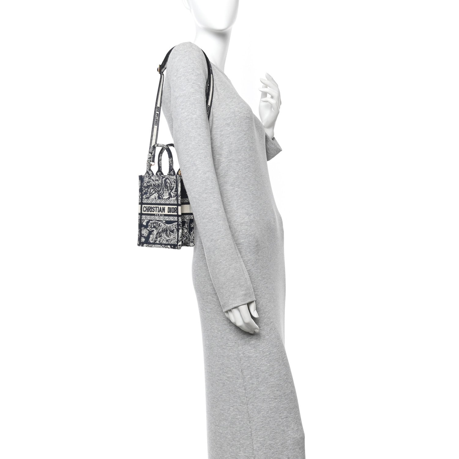 Christian Dior Canvas Toile de Jouy Reverse Embroidered Mini Book Tote Phone Bag Blue 2 of 10
