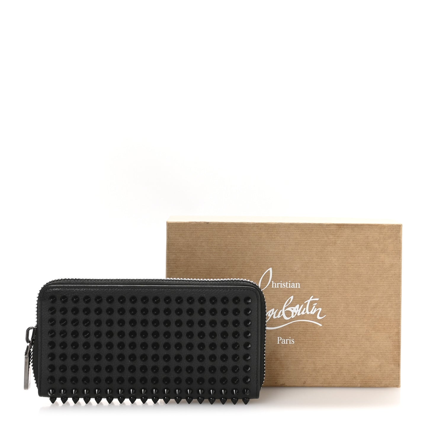Calfskin Empire Panettone Spiked Zip Around Wallet Black