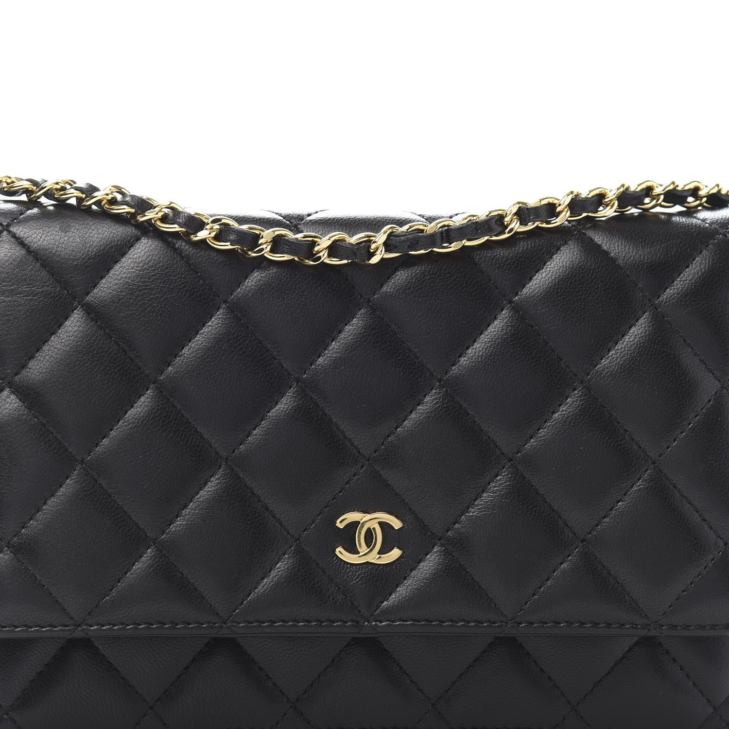 Chanel Lambskin Quilted Wallet On Chain WOC Black 11 of 12