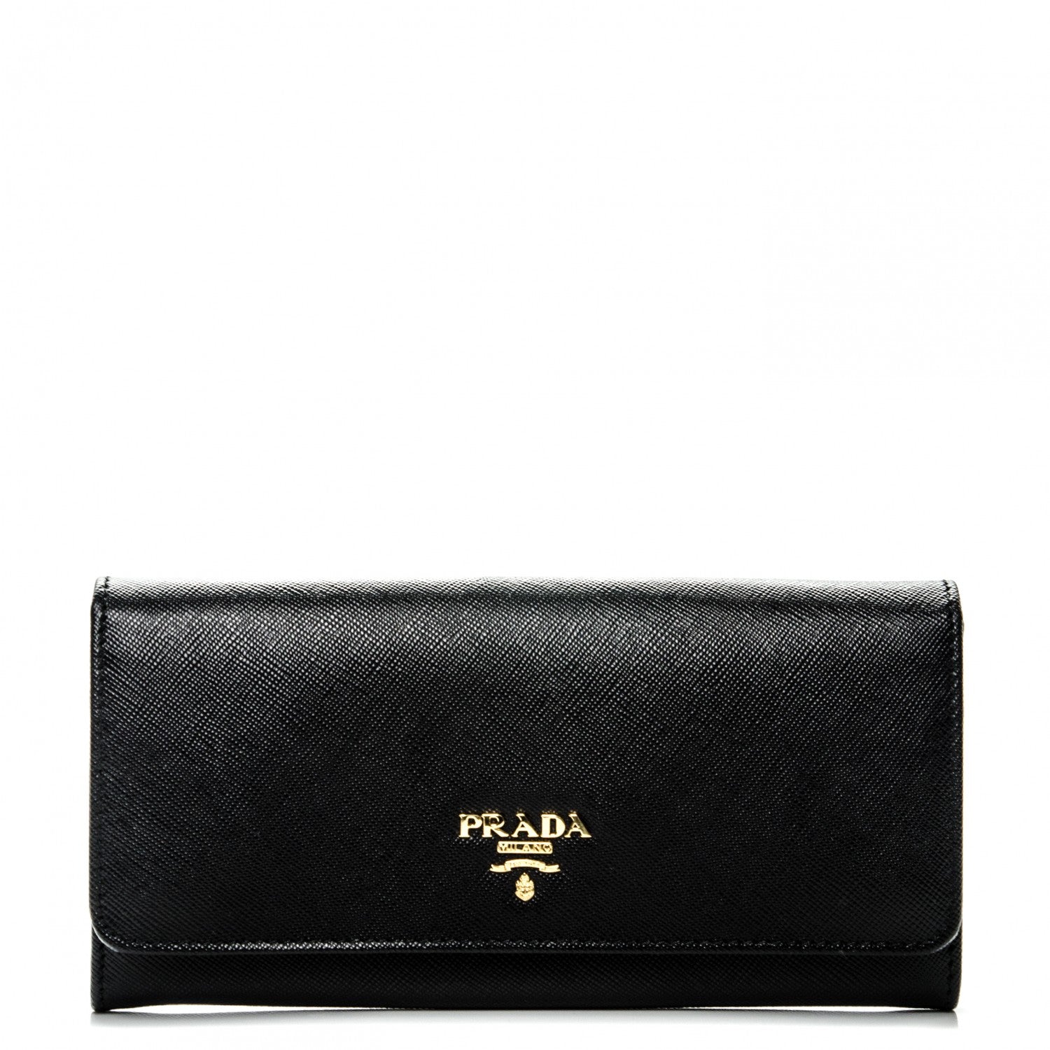 Prada Saffiano Metal Continental Flap Wallet Nero Black 1 of 7