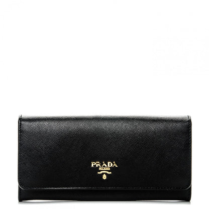 Prada Saffiano Metal Continental Flap Wallet Nero Black 1 of 7