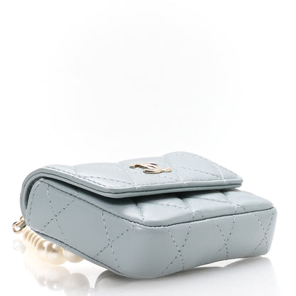 Chanel Lambskin Quilted Pearl Chain Belt Bag Light Blue 3 of 10
