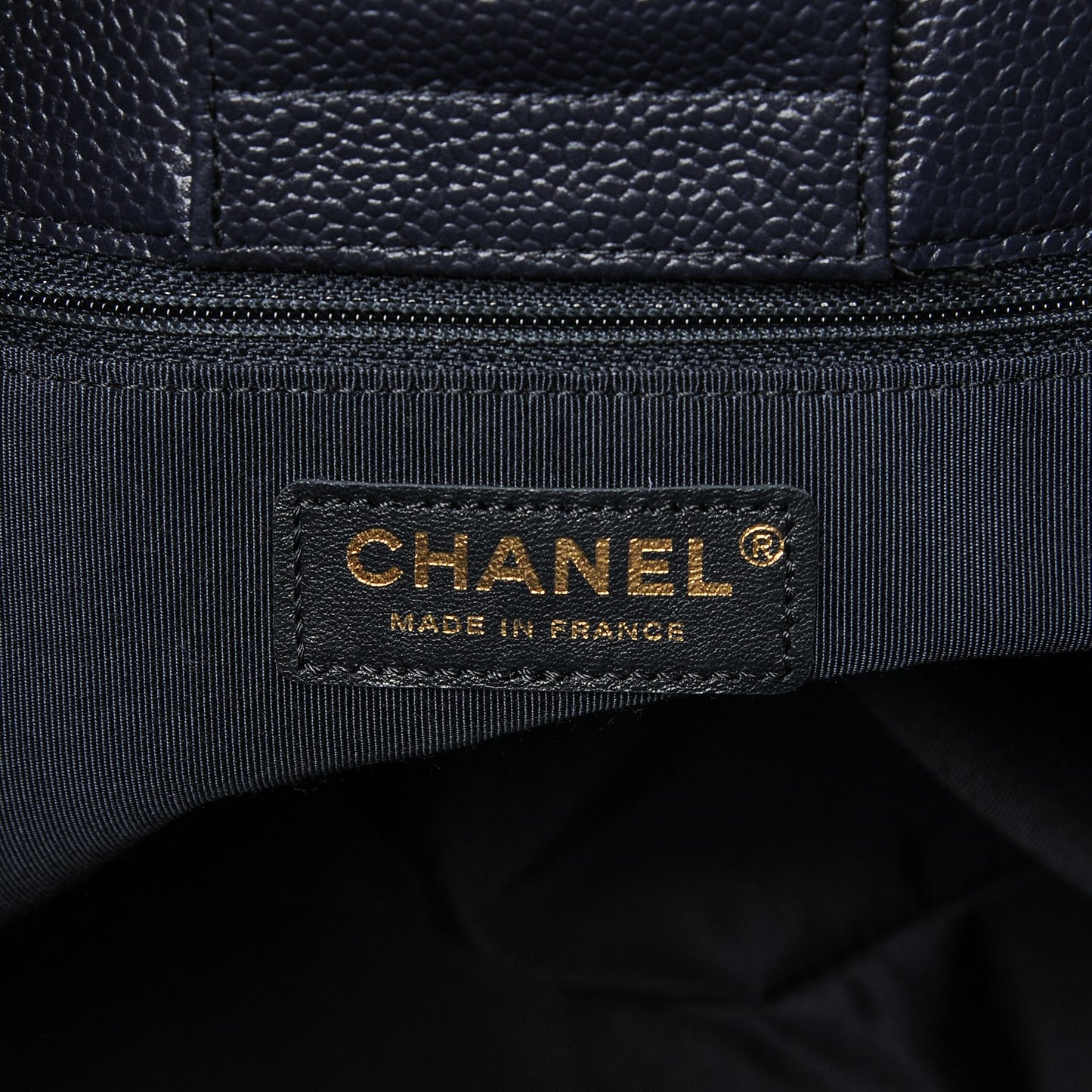Caviar Quilted Shopping Tote Navy