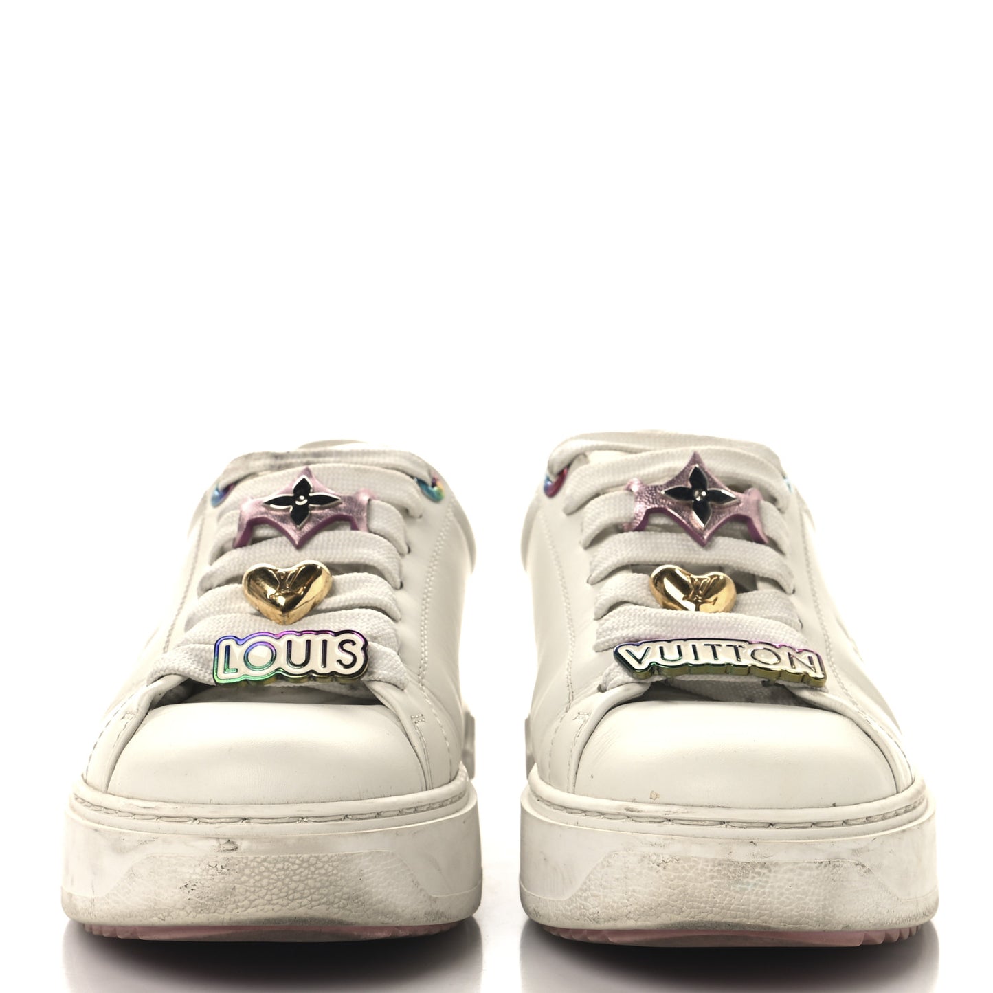 Lambskin Embossed Monogram Time Out Sneakers 37 White Pink