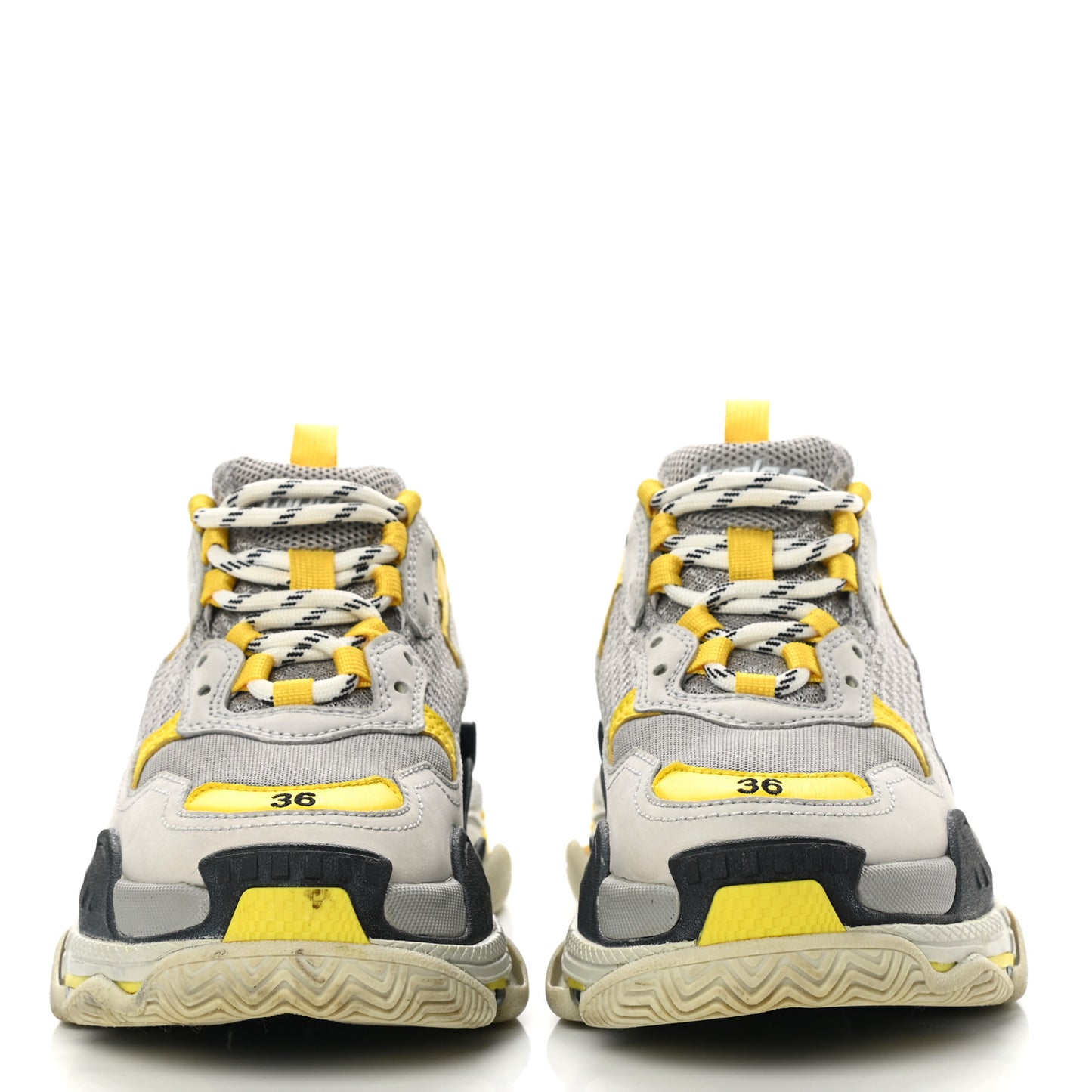 Fabric Mesh Womens Triple S Sneakers 36 Yellow Grey White