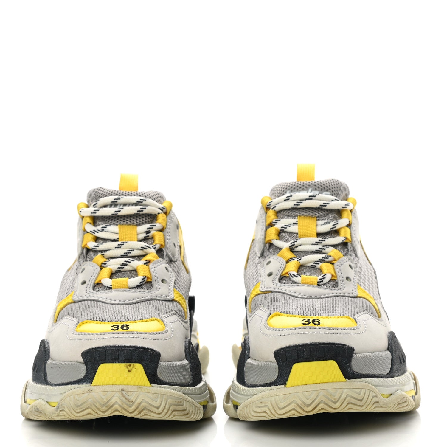 Balenciaga Fabric Mesh Womens Triple S Sneakers 36 Yellow Grey White 2 of 8