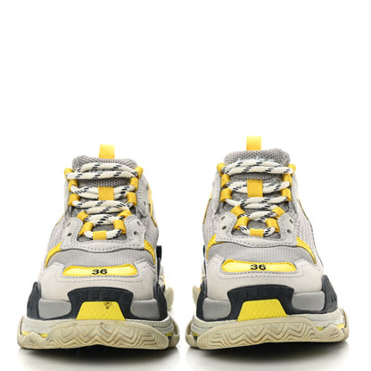 Balenciaga Fabric Mesh Womens Triple S Sneakers 36 Yellow Grey White 2 of 8