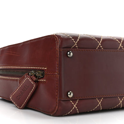 Chanel Calfskin Contrast Stitch Surpique Bowler Brown 8 of 9