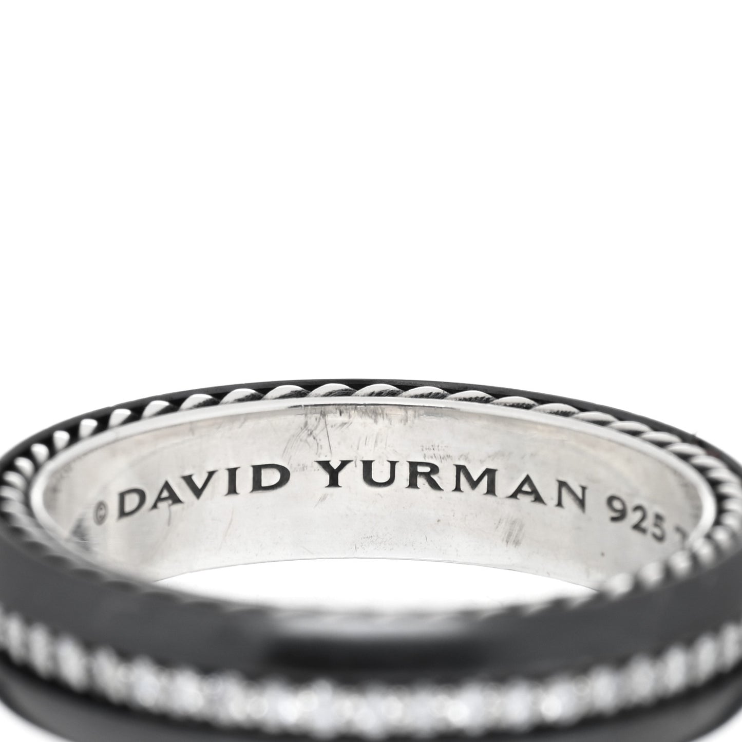 Titanium Sterling Silver Diamond 6mm Streamline Band Ring 70 13