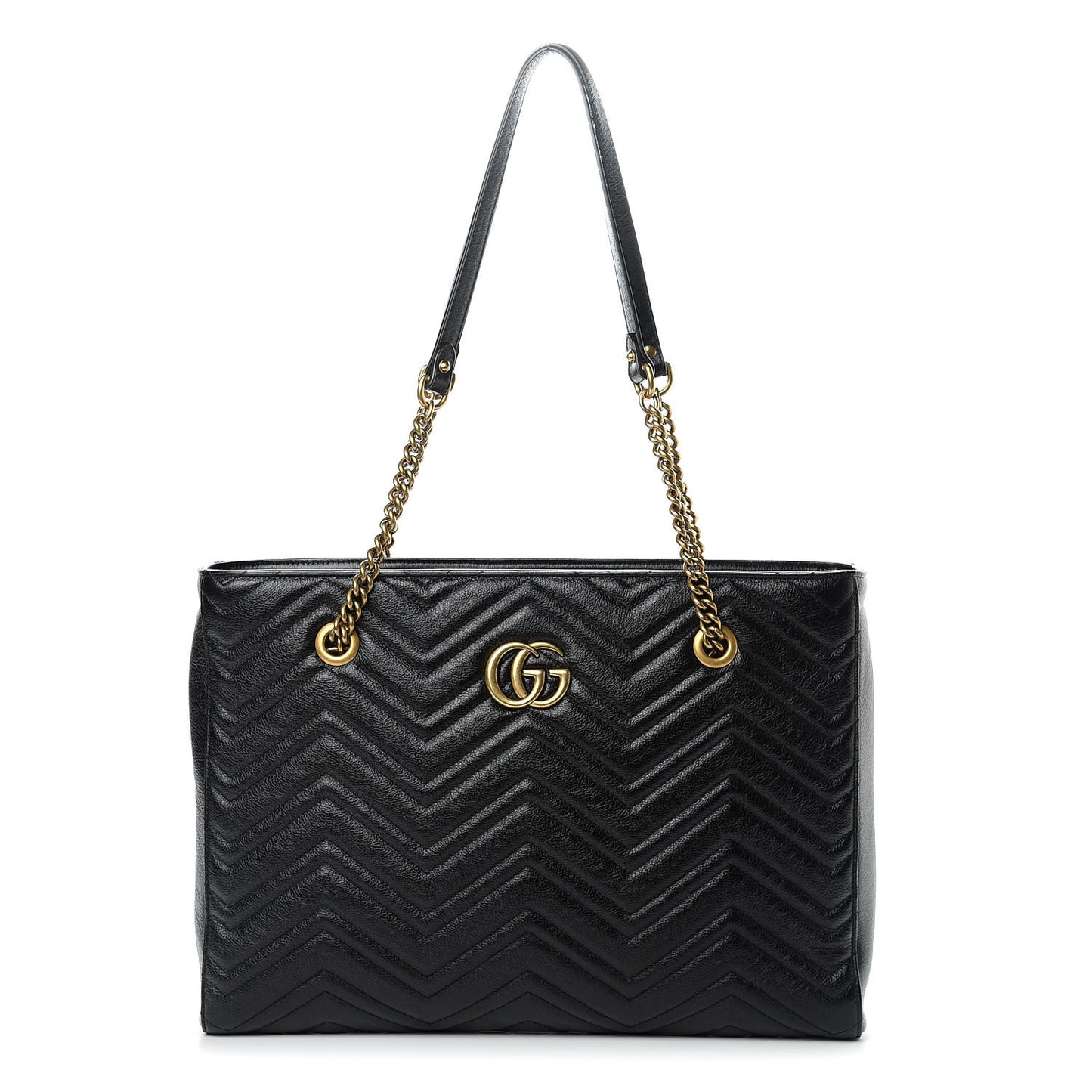 Vintage Calfskin Matelasse Medium GG Marmont Slim Tote Black