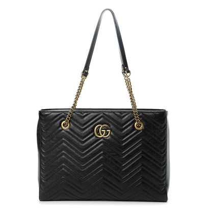 Gucci Vintage Calfskin Matelasse Medium GG Marmont Slim Tote Black 1 of 10