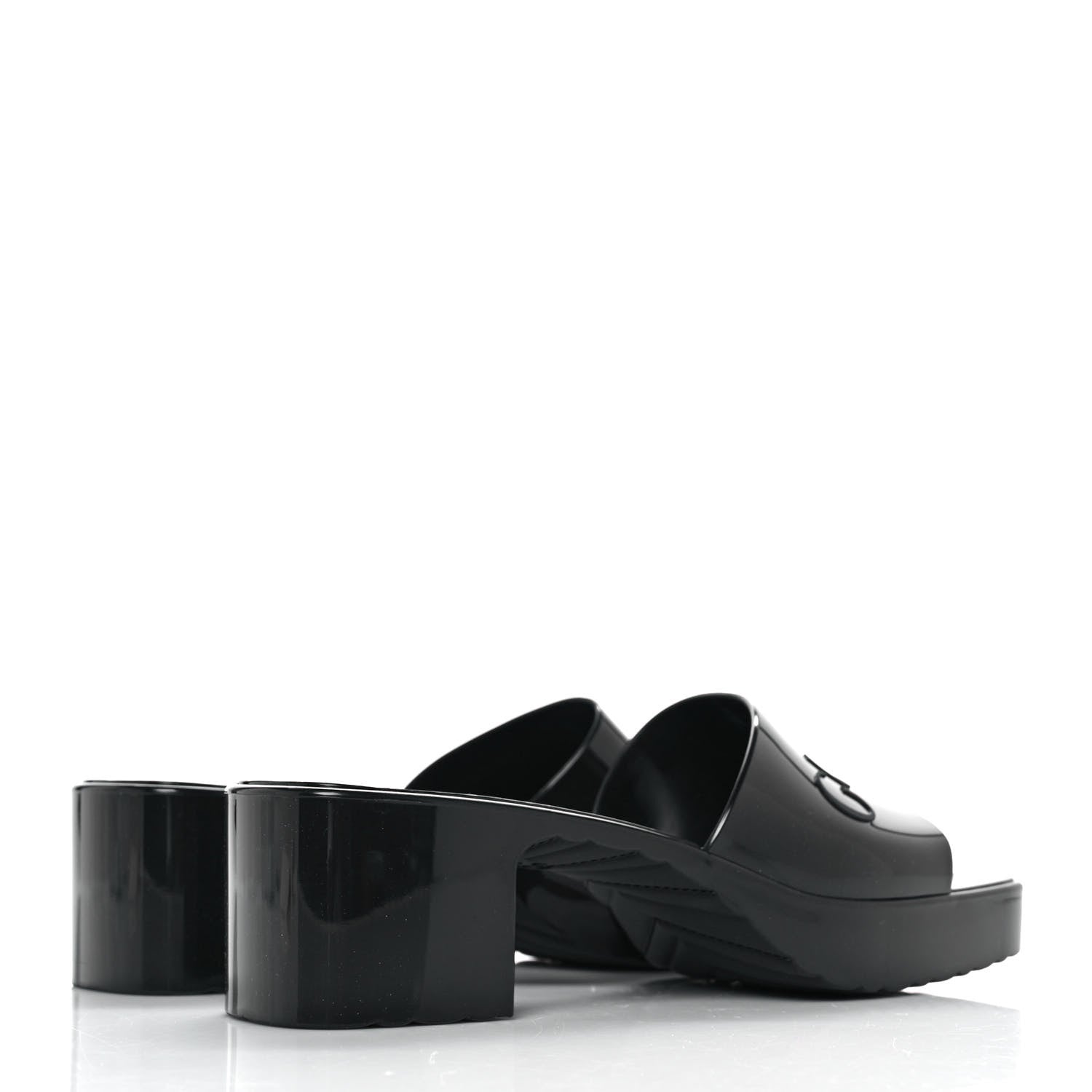 Gucci Rubber Gucci Logo Womens Platform 20/60mm Slide Sandals 39 Black 4 of 9