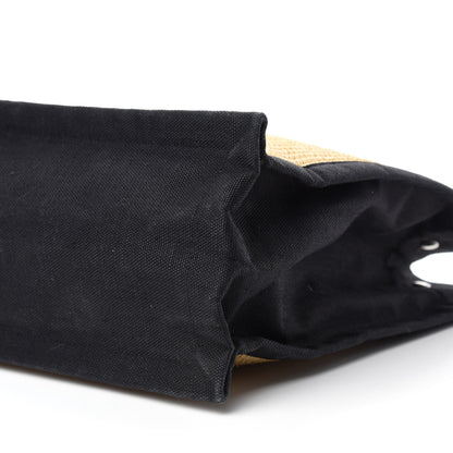 Saint Laurent Raffia Linen Calfskin Rive Gauche Tote Naturale Black 7 of 10