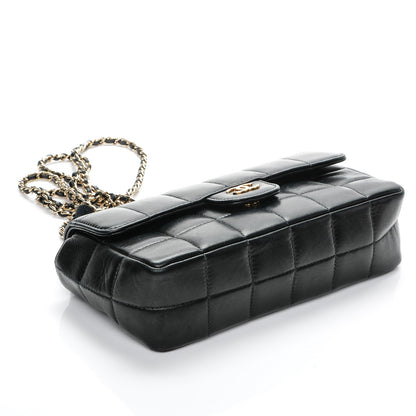 Chanel Lambskin Quilted Mini Chocolate Bar Camellia Flap Black 4 of 7
