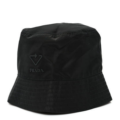 Prada Re-Nylon Rubber Logo Bucket Hat S Black 1 of 8