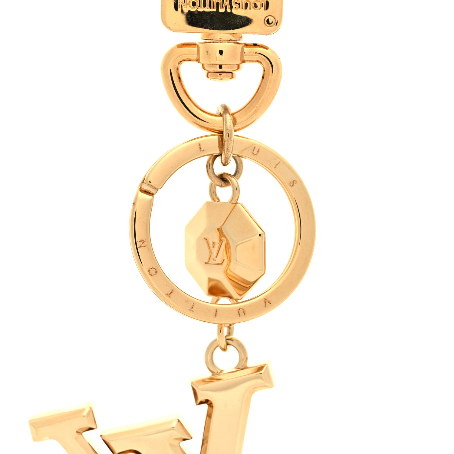 Louis Vuitton LV Facettes Bag Charm Key Holder Gold 3 of 4