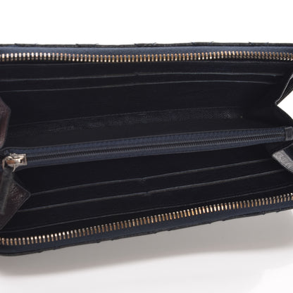Chanel Crumpled Lambskin Studded Paris Dallas Zip Around Wallet Navy 5 of 8
