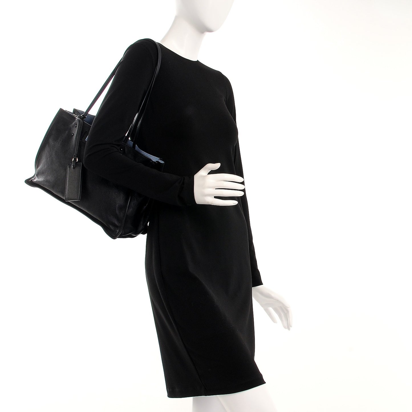Glace Calf Etiquette Shopping Bag Black Astrale