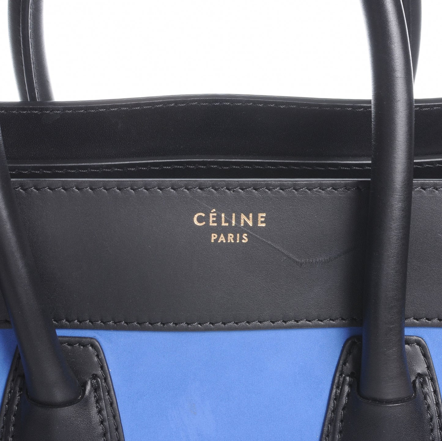 Smooth Calfskin Suede Mini Tri-Color Luggage Black