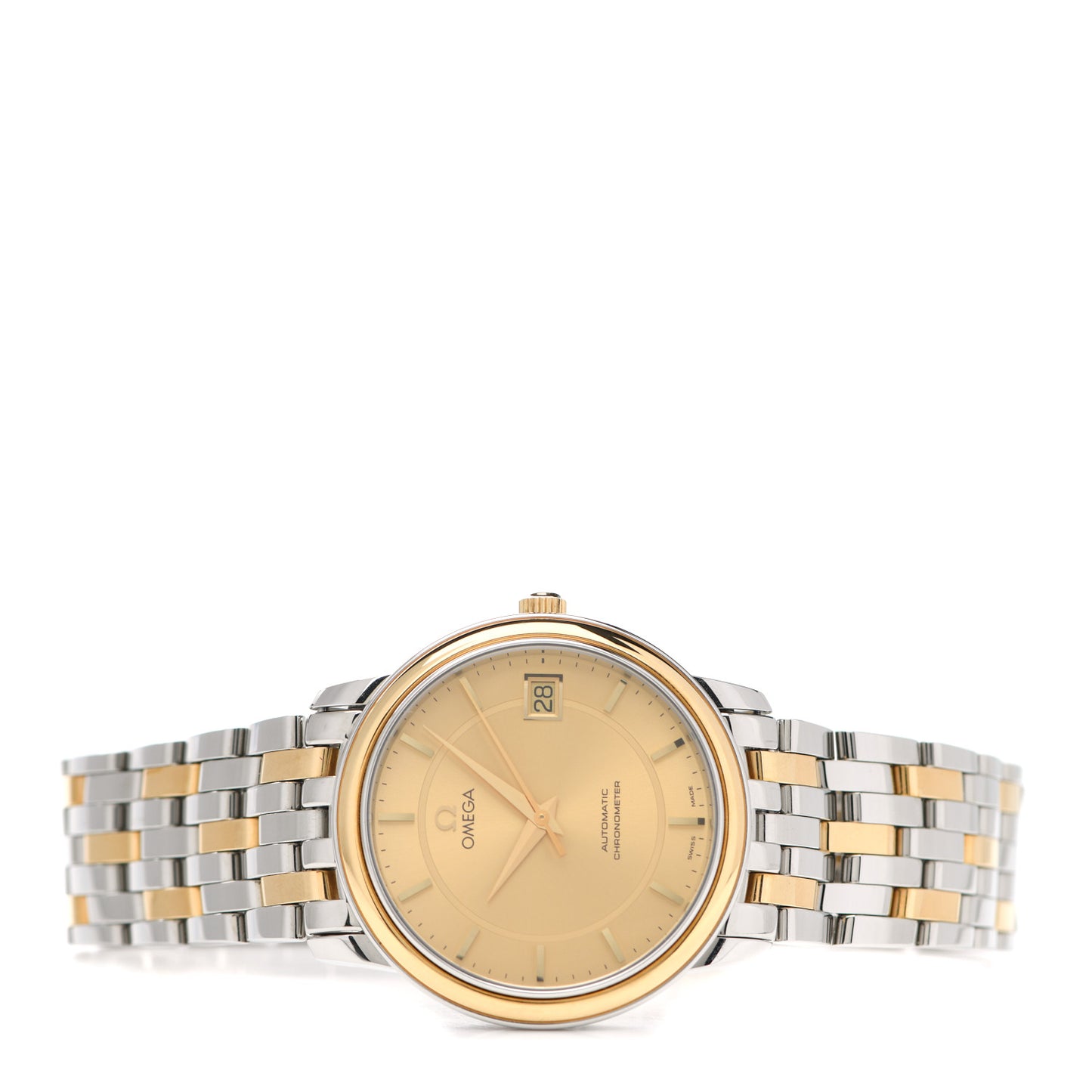 Stainless Steel 18K Yellow Gold 34mm De Ville Chronometer Automatic Watch Champagne 4300.31.00