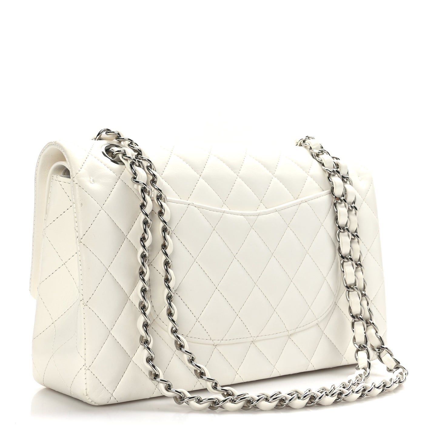 Lambskin Quilted Medium Double Flap White