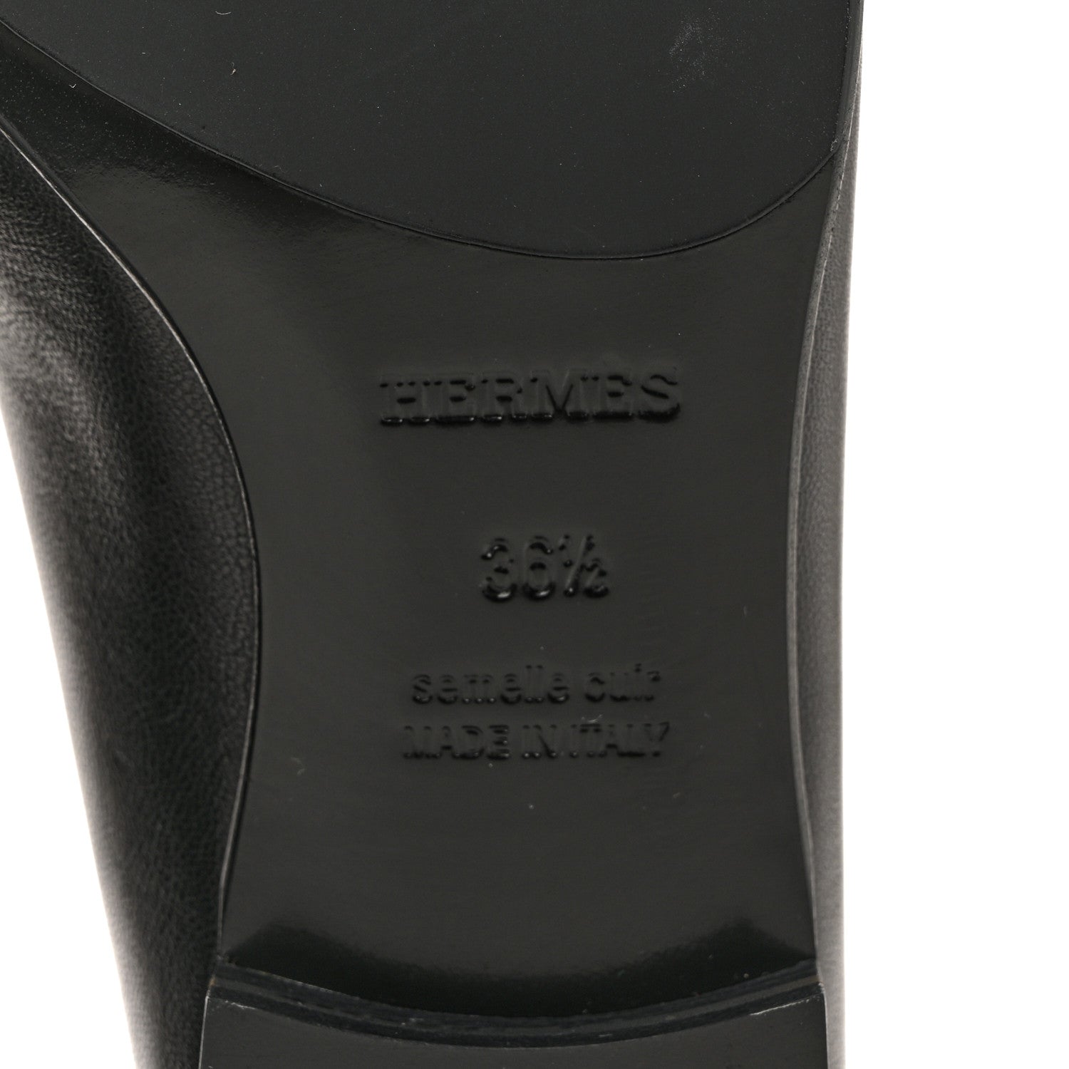 Hermes Goatskin Womens Paris Loafers 36.5 Black 8 of 10