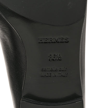 Hermes Goatskin Womens Paris Loafers 36.5 Black 8 of 10