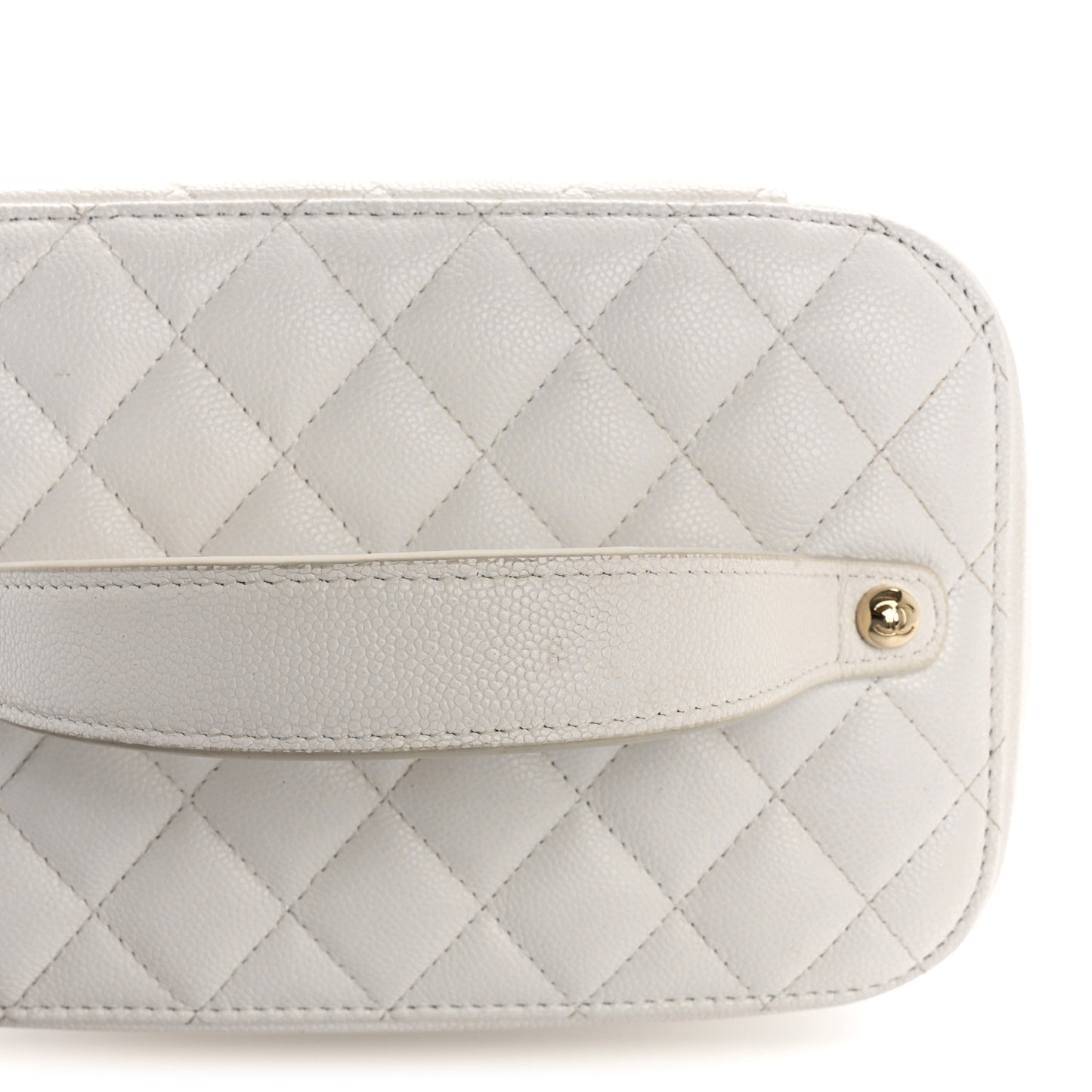 Caviar Quilted Large Vanity Pouch White