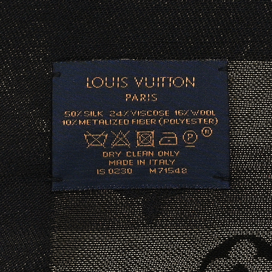 Louis Vuitton Silk Lurex Wool So Shine Monogram Shawl Black 3 of 3