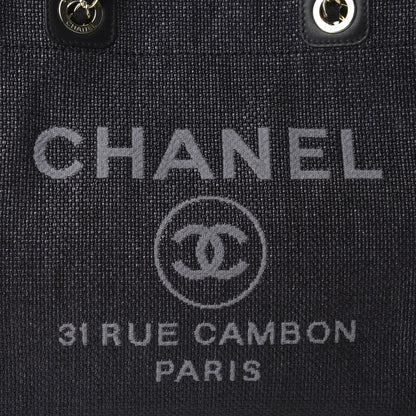 Chanel Woven Straw Raffia Small Deauville Tote Black 10 of 11