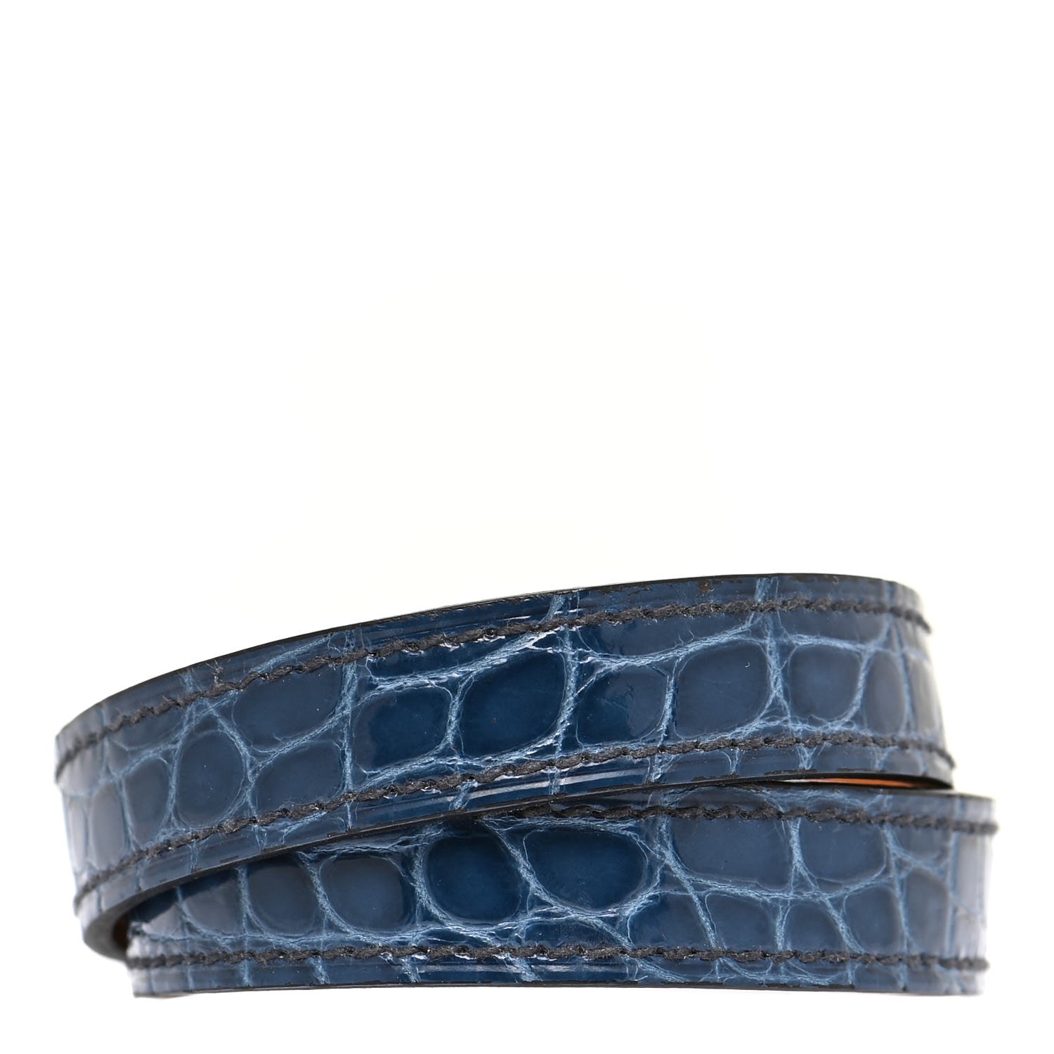 Hermes Shiny Alligator Kelly Double Tour Bracelet S Bleu Roi 3 of 9