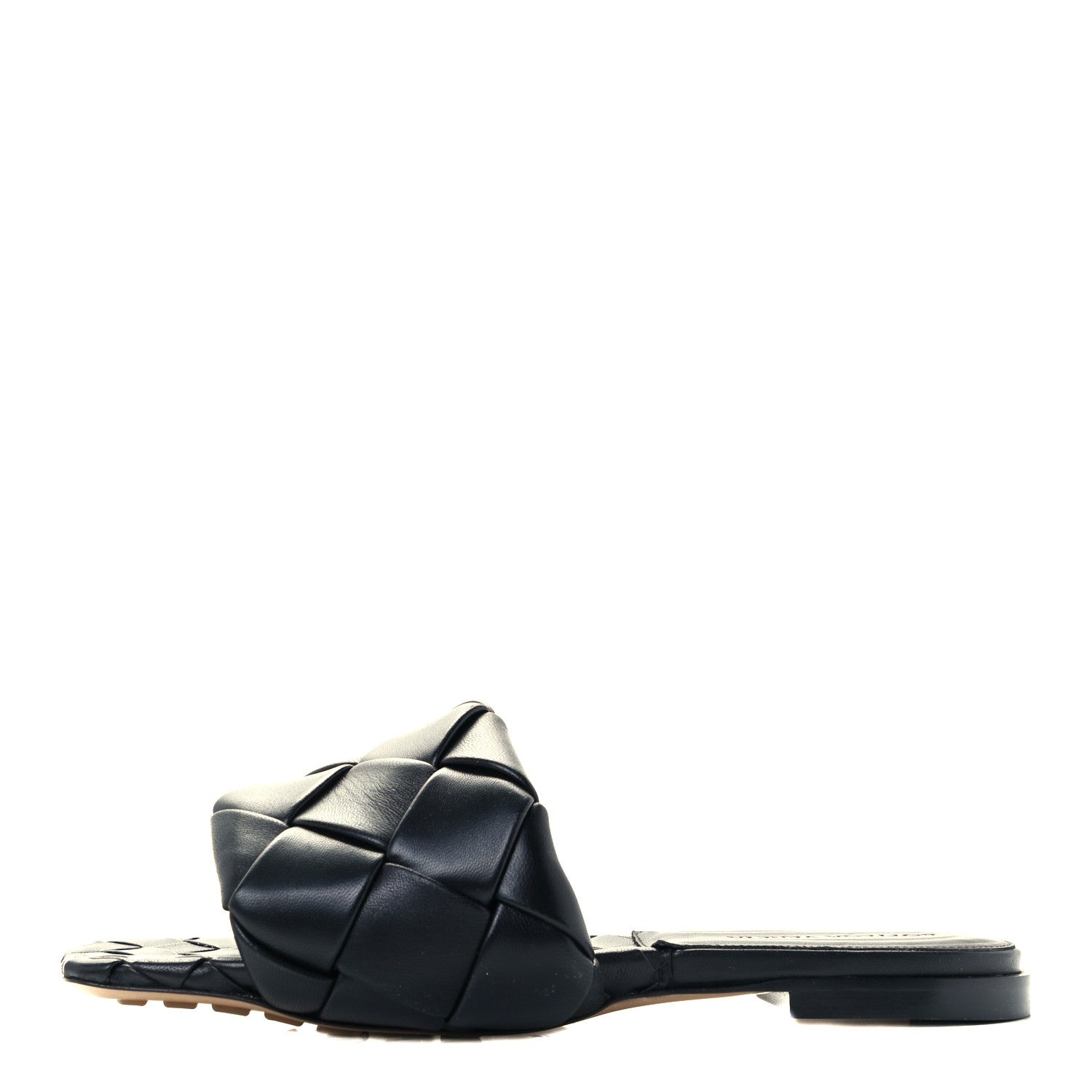 Bottega Veneta Nappa Maxi Intrecciato Lido Flat Sandals 38 Black 1 of 8