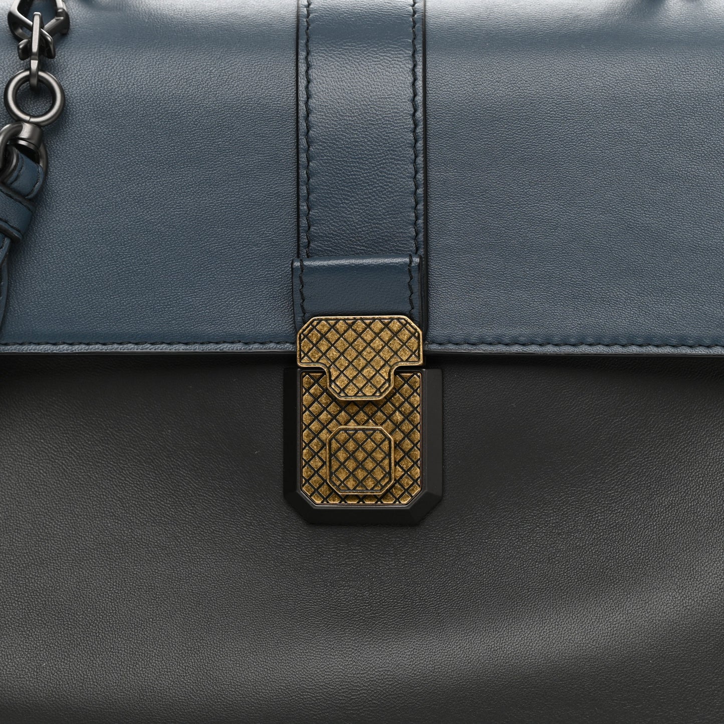 Nappa Small Bicolor Piazza Bag Ferro Gray Denim