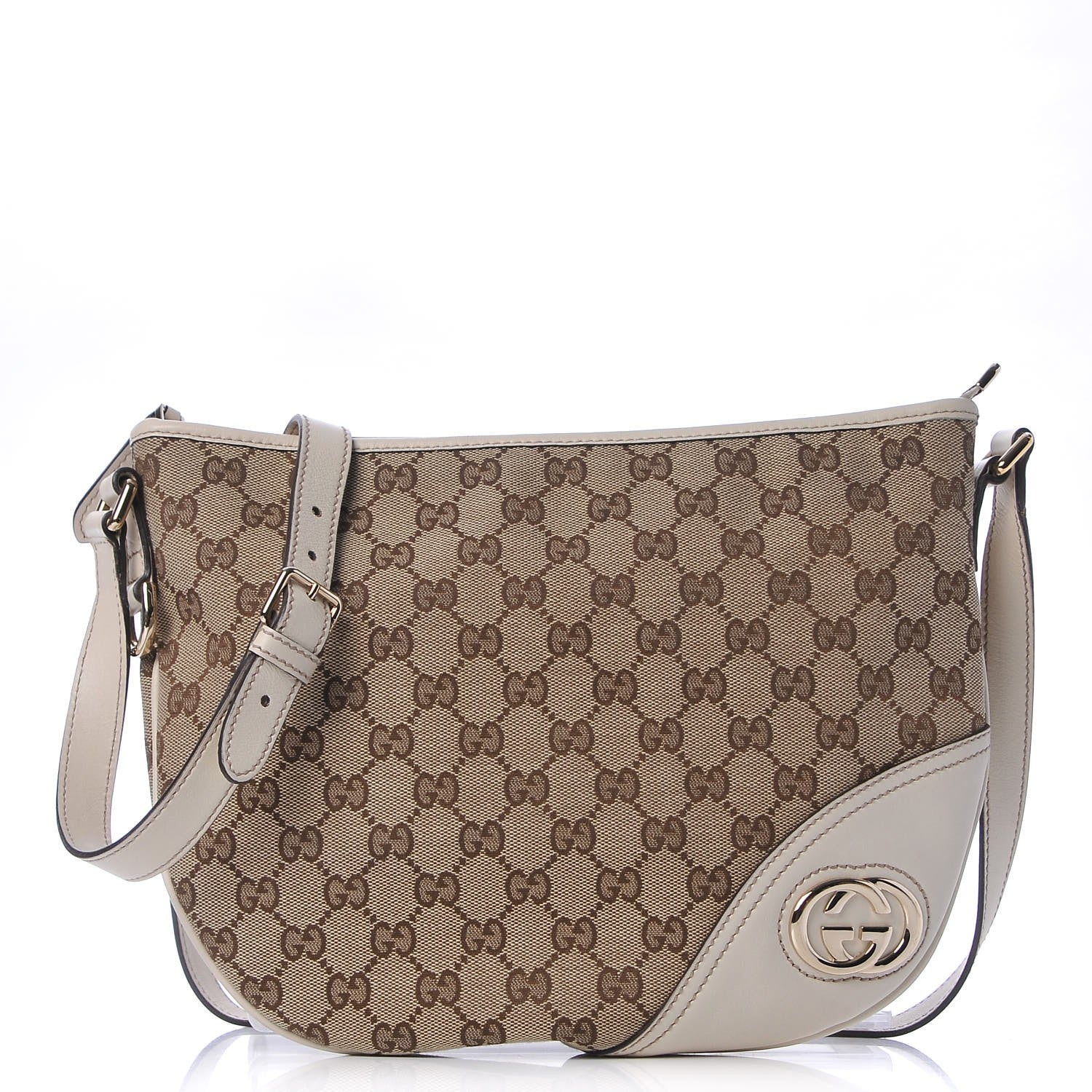 Gucci Monogram Medium New Britt Half Moon Hobo White 1 of 8