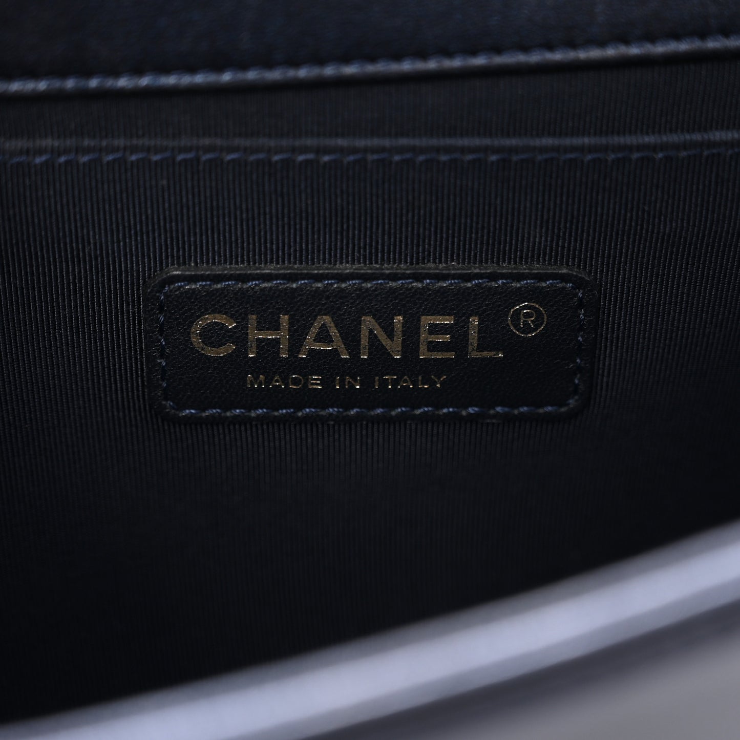 Lambskin Embossed Medium Boy Cube Flap Navy