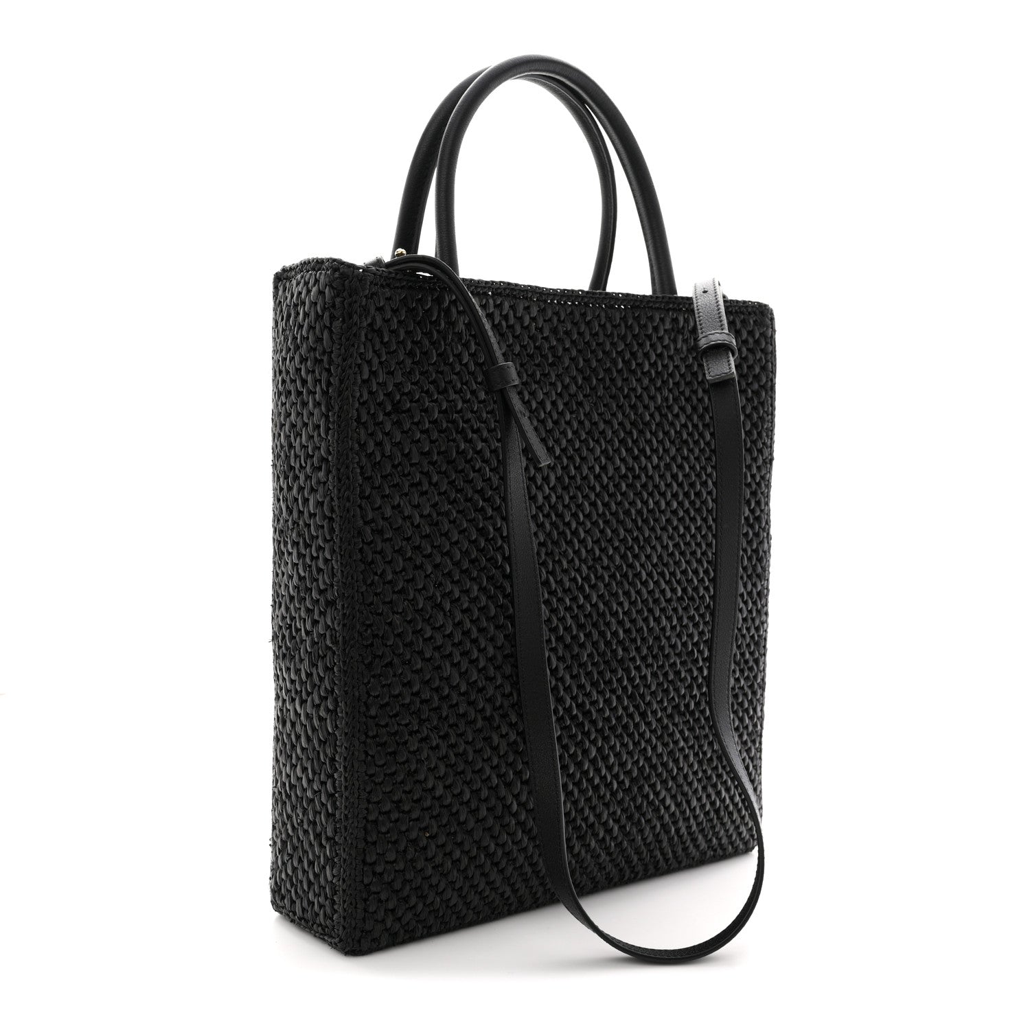 Loewe Raffia Calfskin Standard A4 Tote Bag Black 3 of 9