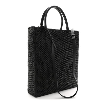 Loewe Raffia Calfskin Standard A4 Tote Bag Black 3 of 9