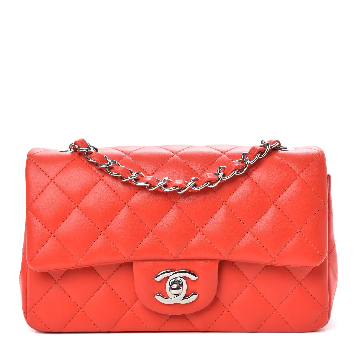 Chanel Lambskin Quilted Mini Rectangular Flap Red 1 of 10