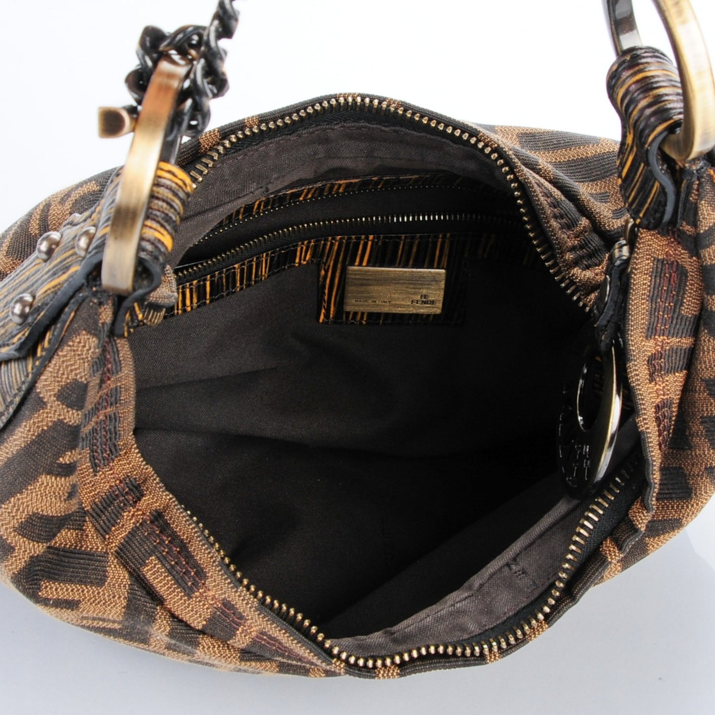 Zucca Vitello Elite Small Chef Chain Hobo Tobacco Moro Giallo