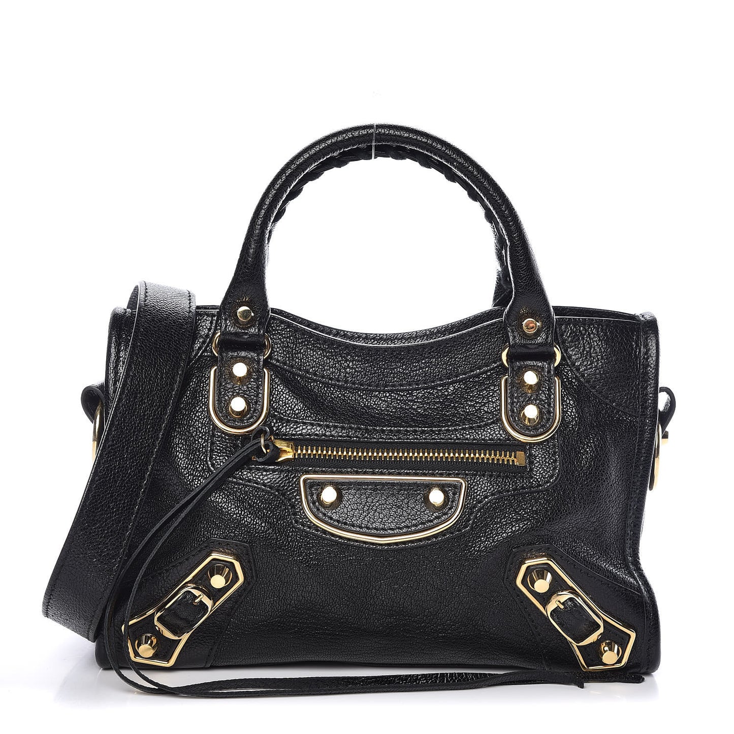 Chevre Gold Metallic Edge Hardware Mini City Black