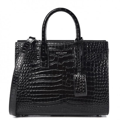 Saint Laurent Calfskin Crocodile Embossed Nano Sac De Jour Black 1 of 8