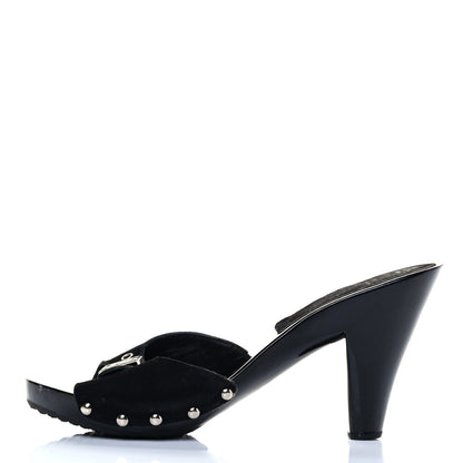Chanel Suede CC Buckle Clogs 36 Black 1 of 6