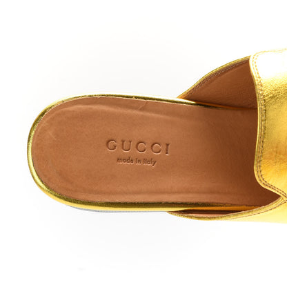Gucci Metallic Nappa Womens Princetown Slippers 37.5 Gold 8 of 11