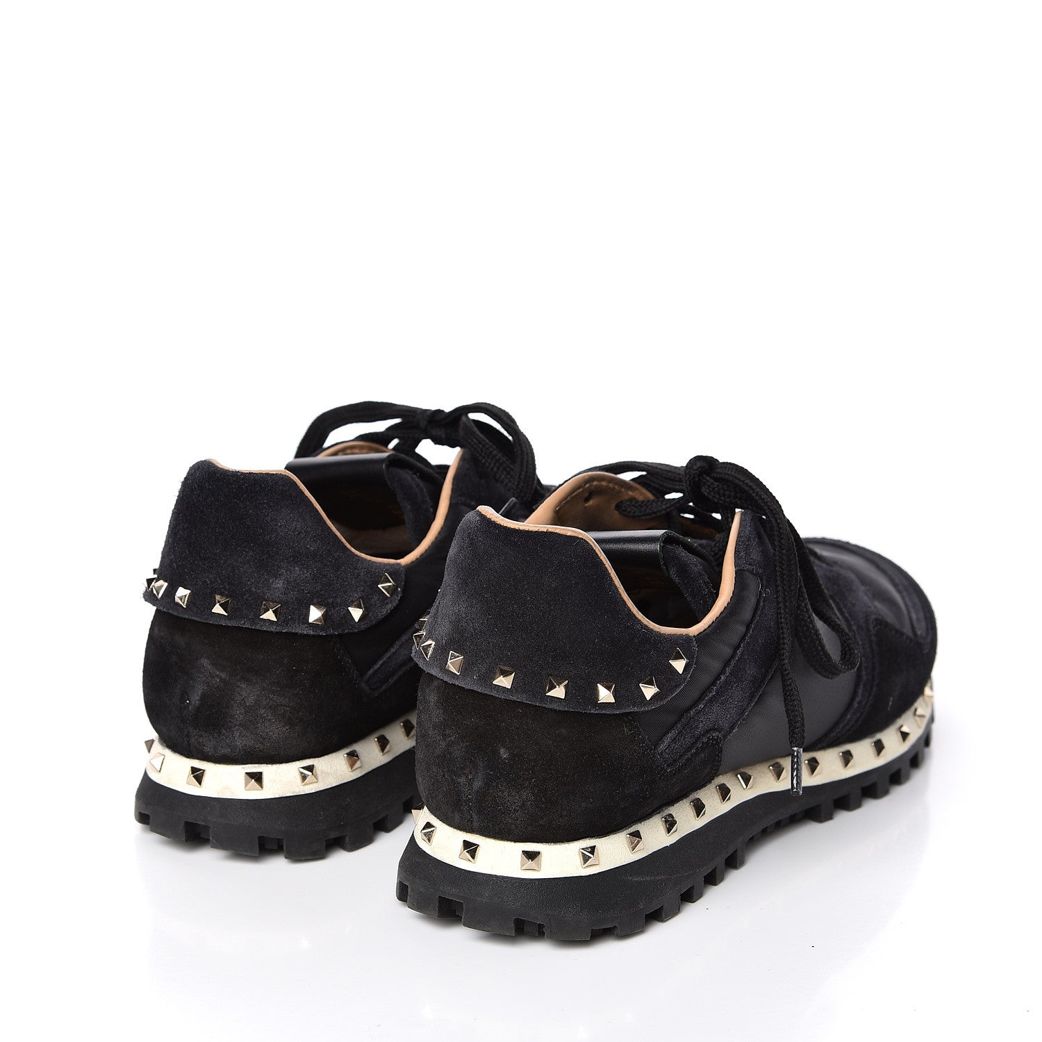 Valentino Garavani Suede Nylon Camouflage Womens Soul Rockstud Sneakers 37.5 Black 4 of 10