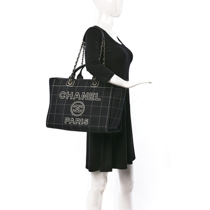 Chanel Cotton Medium Deauville Tote Black White 2 of 10