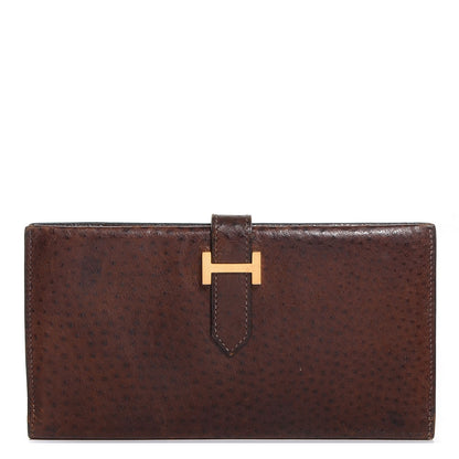 Hermes Ostrich Bearn Wallet Chocolate 1 of 9