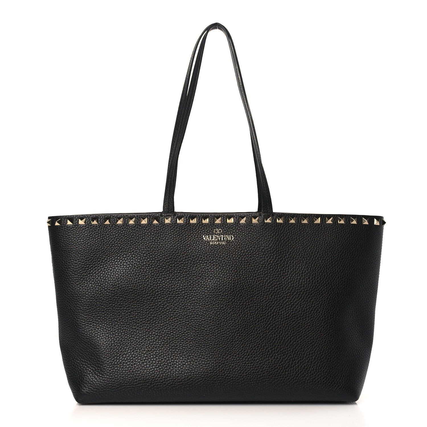 Valentino Garavani Grained Calfskin Small Rockstud Shoulder Tote Black 1 of 8
